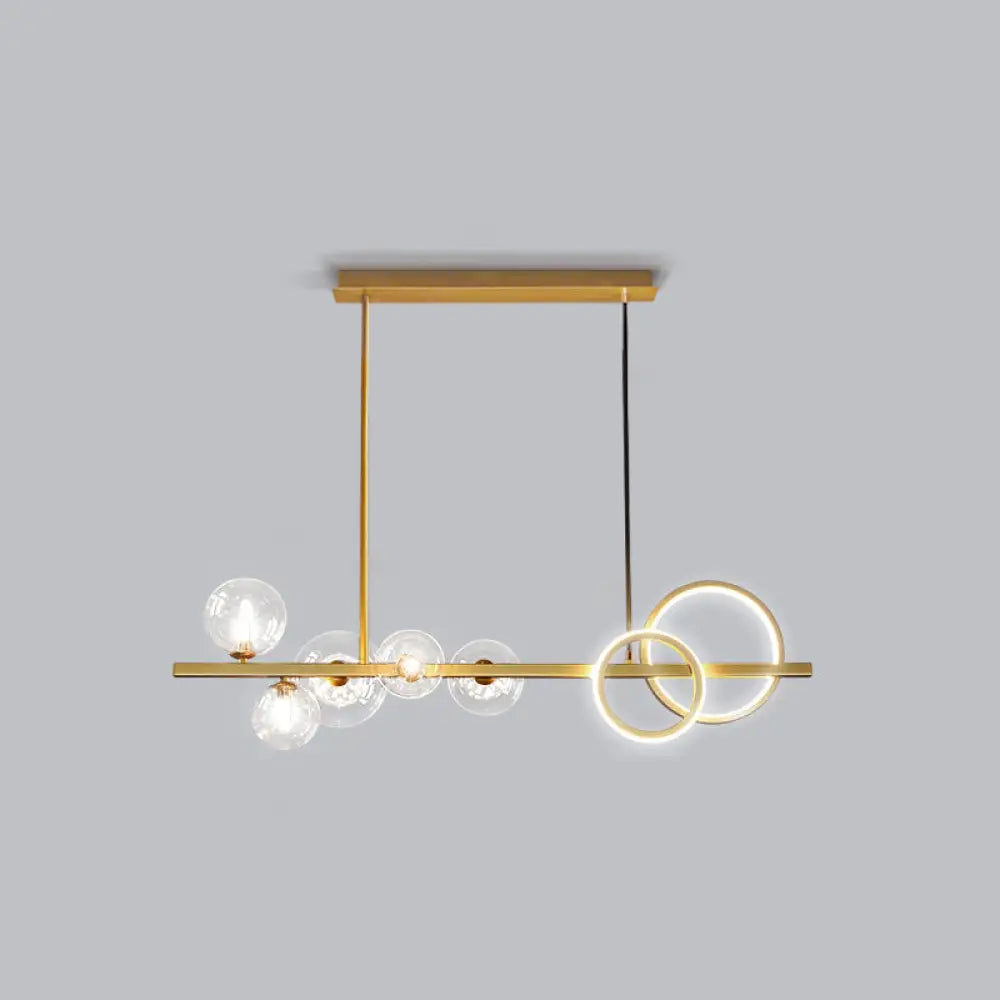 DecorBites™ Contemporary Glass Island Lamp: 7-Head Hanging Light for Dining Room