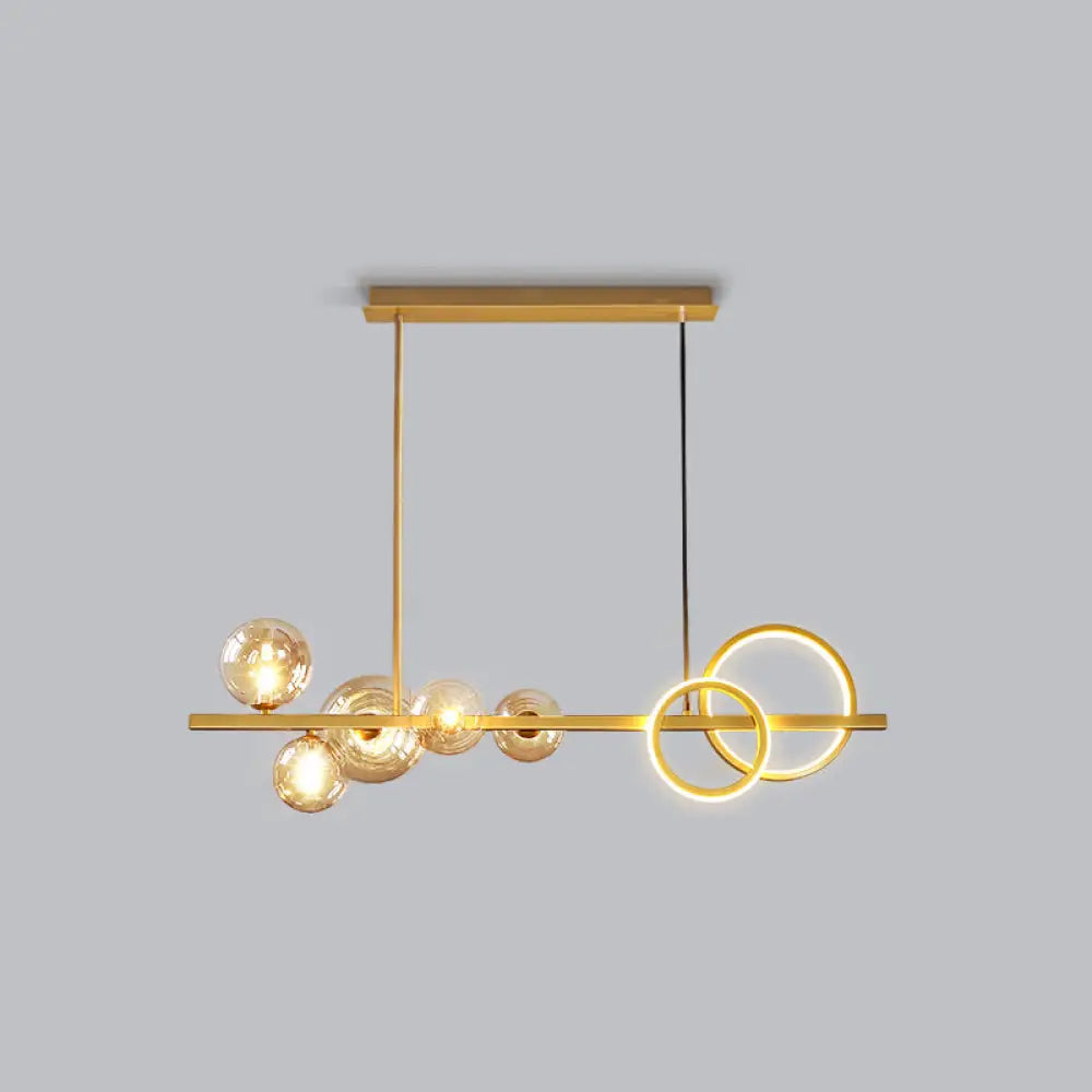 DecorBites™ Contemporary Glass Island Lamp: 7-Head Hanging Light for Dining Room