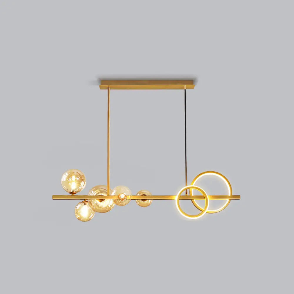 DecorBites™ Contemporary Glass Island Lamp: 7-Head Hanging Light for Dining Room