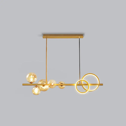 DecorBites™ Contemporary Glass Island Lamp: 7-Head Hanging Light for Dining Room