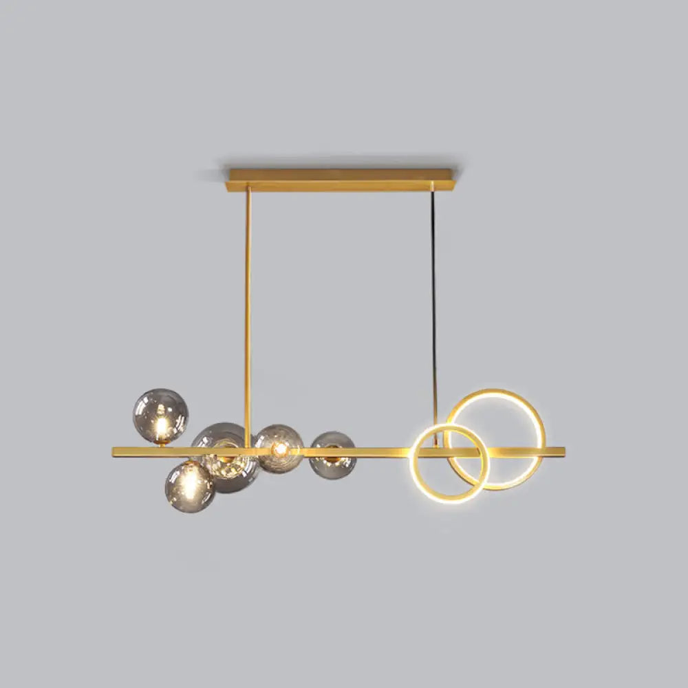 DecorBites™ Contemporary Glass Island Lamp: 7-Head Hanging Light for Dining Room
