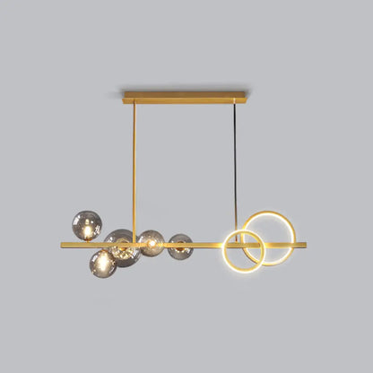 DecorBites™ Contemporary Glass Island Lamp: 7-Head Hanging Light for Dining Room