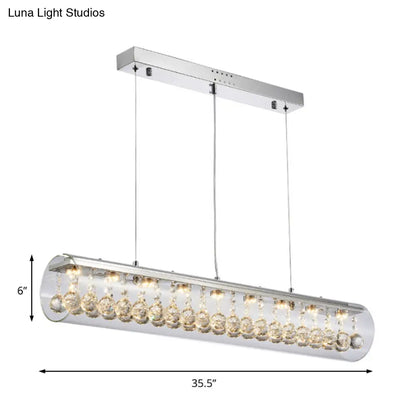 DecorBites™ Contemporary Glass Island Pendant Light with 5 Horizontal Cylinder Lights and Crystal Ball Accent