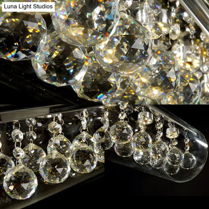 DecorBites™ Contemporary Glass Island Pendant Light with 5 Horizontal Cylinder Lights and Crystal Ball Accent