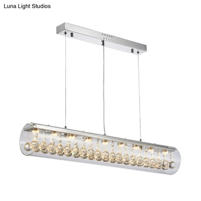DecorBites™ Contemporary Glass Island Pendant Light with 5 Horizontal Cylinder Lights and Crystal Ball Accent