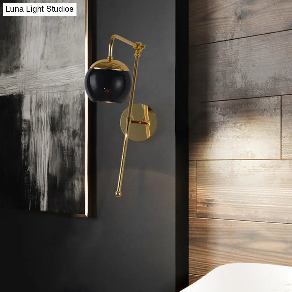 DecorBites™ Contemporary Glass Wall Sconce with Brass Finish Arm - 1 Bulb Bedroom Light
