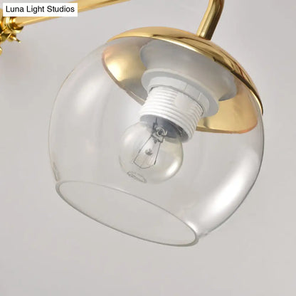 DecorBites™ Contemporary Glass Wall Sconce with Brass Finish Arm - 1 Bulb Bedroom Light