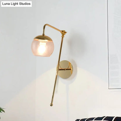 DecorBites™ Contemporary Glass Wall Sconce with Brass Finish Arm - 1 Bulb Bedroom Light