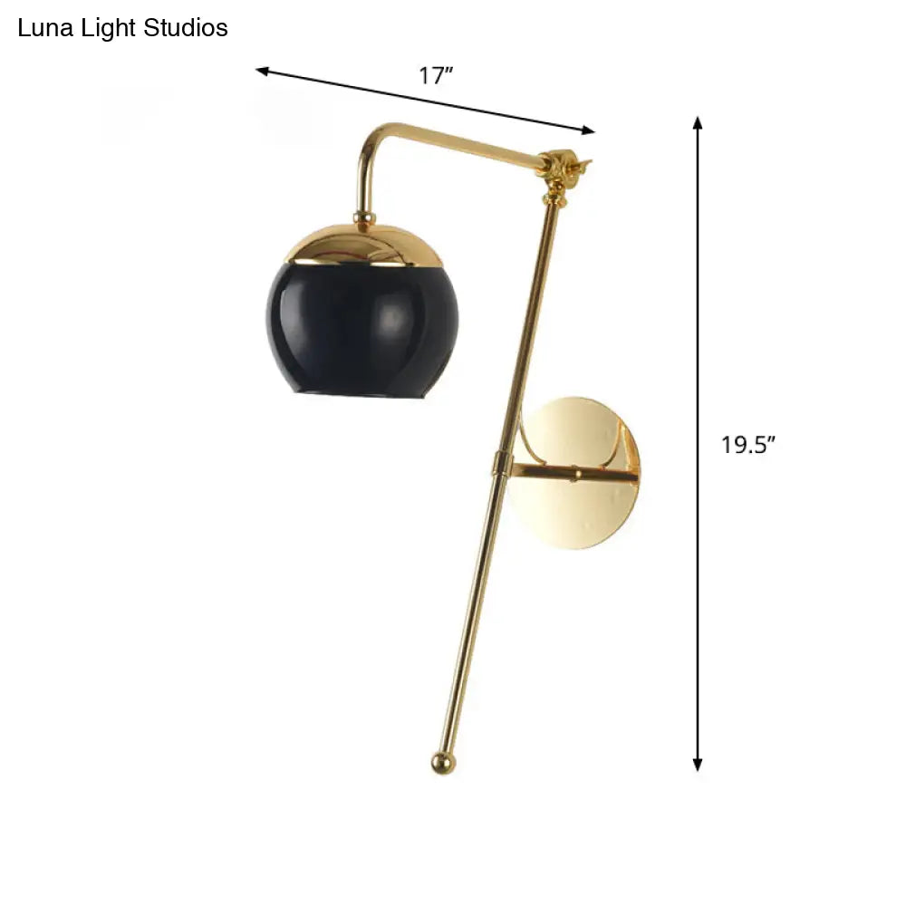 DecorBites™ Contemporary Glass Wall Sconce with Brass Finish Arm - 1 Bulb Bedroom Light