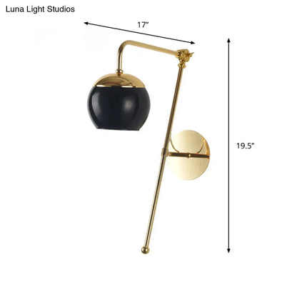 DecorBites™ Contemporary Glass Wall Sconce with Brass Finish Arm - 1 Bulb Bedroom Light