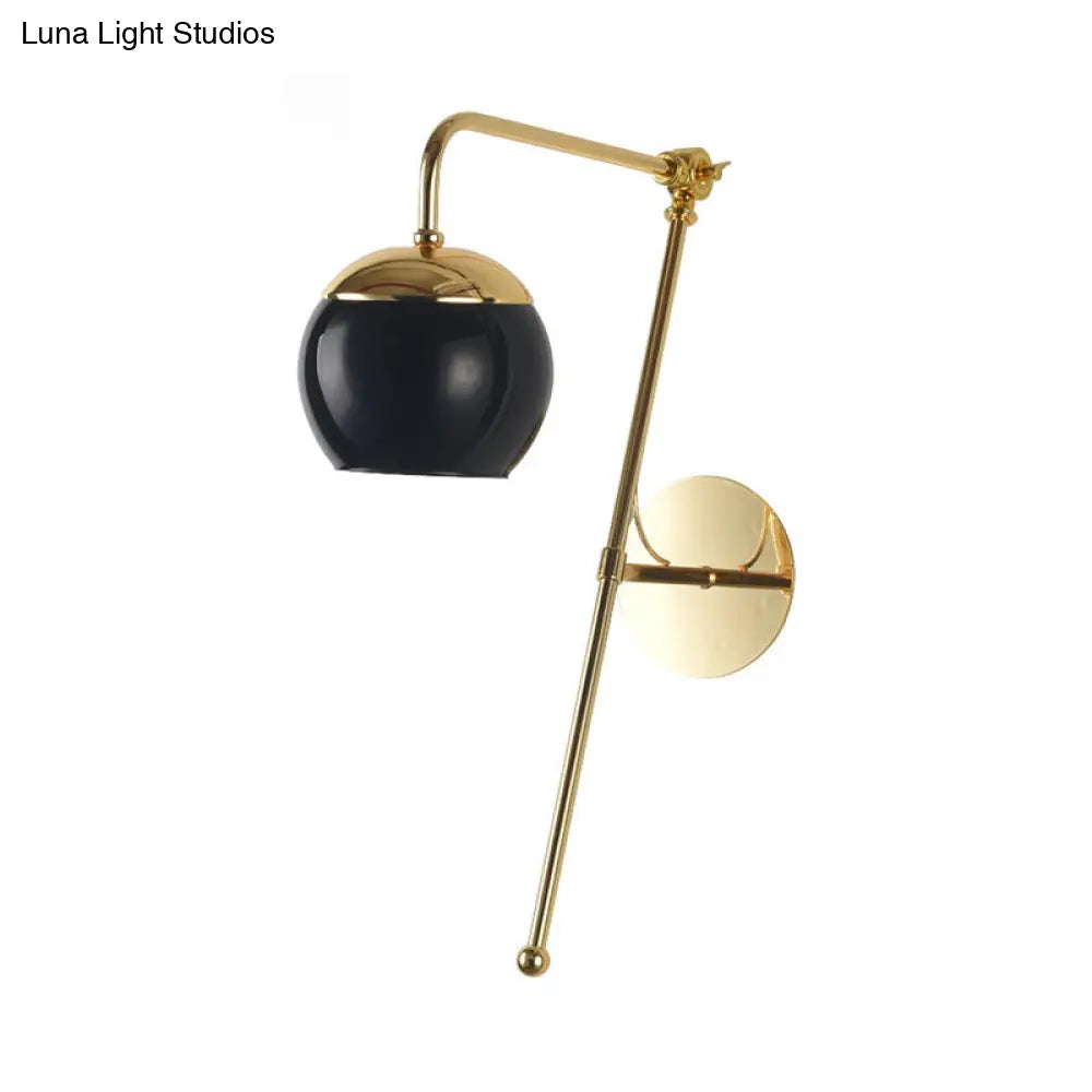 DecorBites™ Contemporary Glass Wall Sconce with Brass Finish Arm - 1 Bulb Bedroom Light