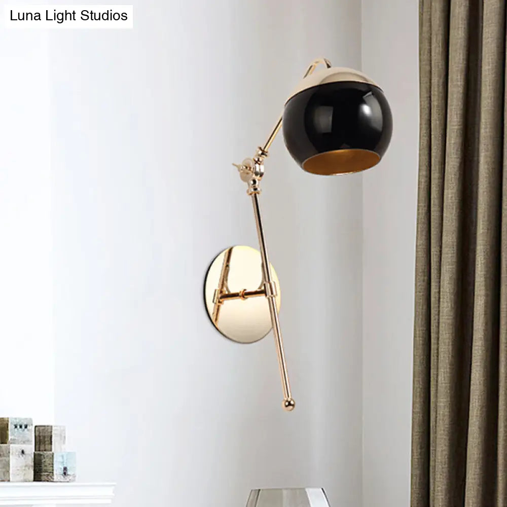 DecorBites™ Contemporary Glass Wall Sconce with Brass Finish Arm - 1 Bulb Bedroom Light