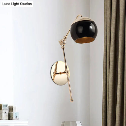 DecorBites™ Contemporary Glass Wall Sconce with Brass Finish Arm - 1 Bulb Bedroom Light