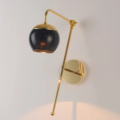 DecorBites™ Contemporary Glass Wall Sconce with Brass Finish Arm - 1 Bulb Bedroom Light