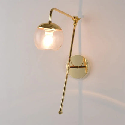 DecorBites™ Contemporary Glass Wall Sconce with Brass Finish Arm - 1 Bulb Bedroom Light