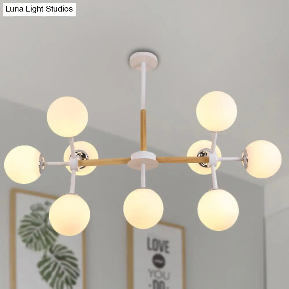 DecorBites™ Contemporary Globe Chandelier - White Glass, 9/12/16 Head Dining Room Hanging Light Kit