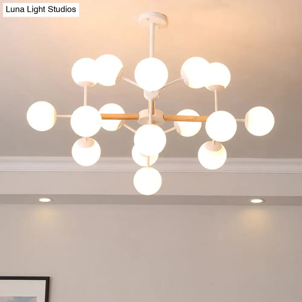 DecorBites™ Contemporary Globe Chandelier - White Glass, 9/12/16 Head Dining Room Hanging Light Kit