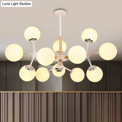 DecorBites™ Contemporary Globe Chandelier - White Glass, 9/12/16 Head Dining Room Hanging Light Kit