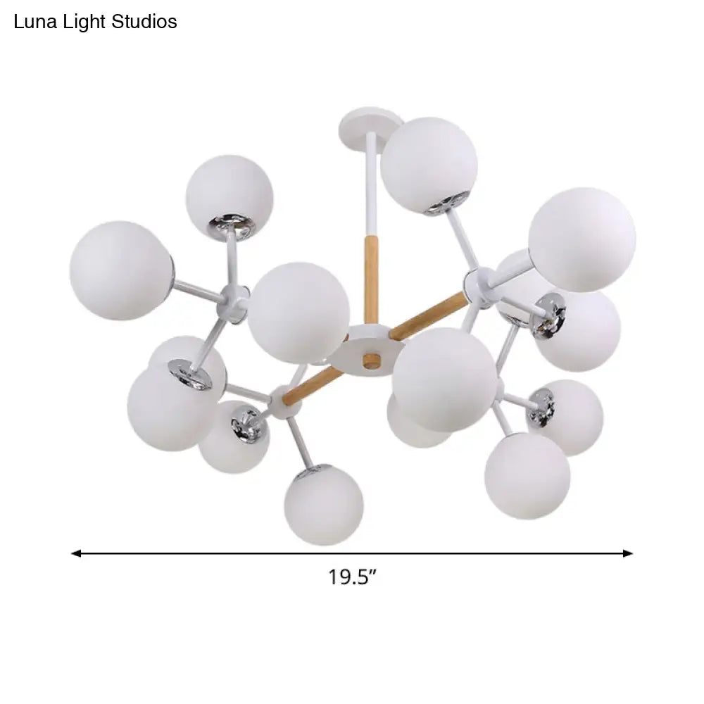 DecorBites™ Contemporary Globe Chandelier - White Glass, 9/12/16 Head Dining Room Hanging Light Kit