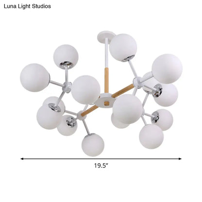 DecorBites™ Contemporary Globe Chandelier - White Glass, 9/12/16 Head Dining Room Hanging Light Kit