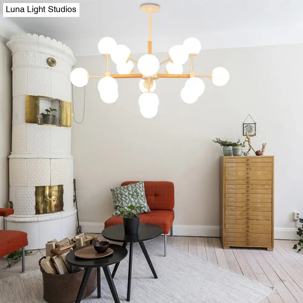 DecorBites™ Contemporary Globe Chandelier - White Glass, 9/12/16 Head Dining Room Hanging Light Kit