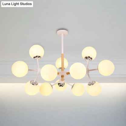 DecorBites™ Contemporary Globe Chandelier - White Glass, 9/12/16 Head Dining Room Hanging Light Kit