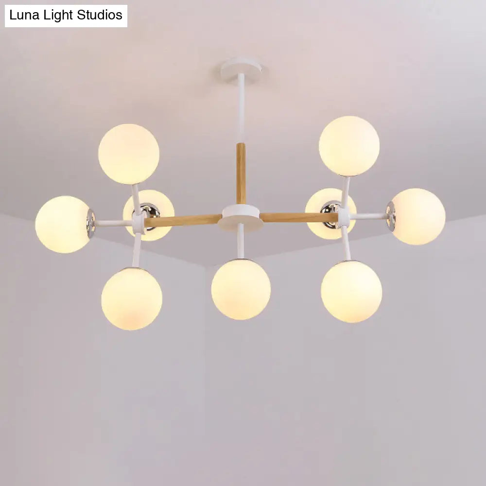 DecorBites™ Contemporary Globe Chandelier - White Glass, 9/12/16 Head Dining Room Hanging Light Kit