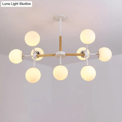 DecorBites™ Contemporary Globe Chandelier - White Glass, 9/12/16 Head Dining Room Hanging Light Kit