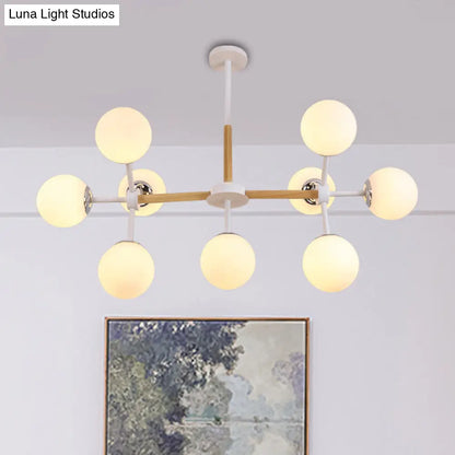 DecorBites™ Contemporary Globe Chandelier - White Glass, 9/12/16 Head Dining Room Hanging Light Kit