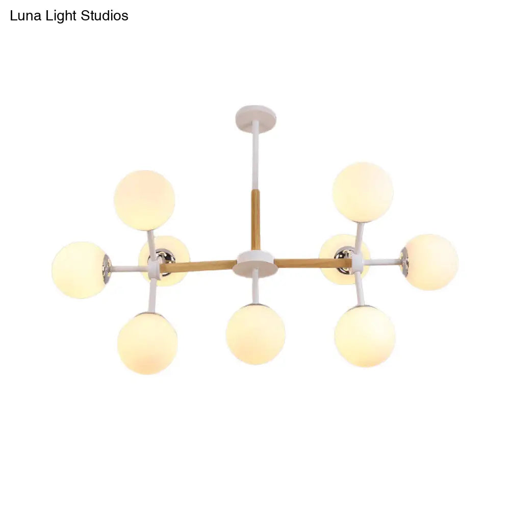DecorBites™ Contemporary Globe Chandelier - White Glass, 9/12/16 Head Dining Room Hanging Light Kit