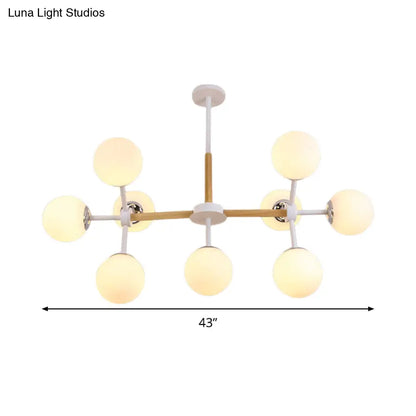 DecorBites™ Contemporary Globe Chandelier - White Glass, 9/12/16 Head Dining Room Hanging Light Kit