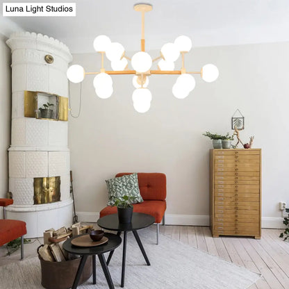DecorBites™ Contemporary Globe Chandelier - White Glass, 9/12/16 Head Dining Room Hanging Light Kit