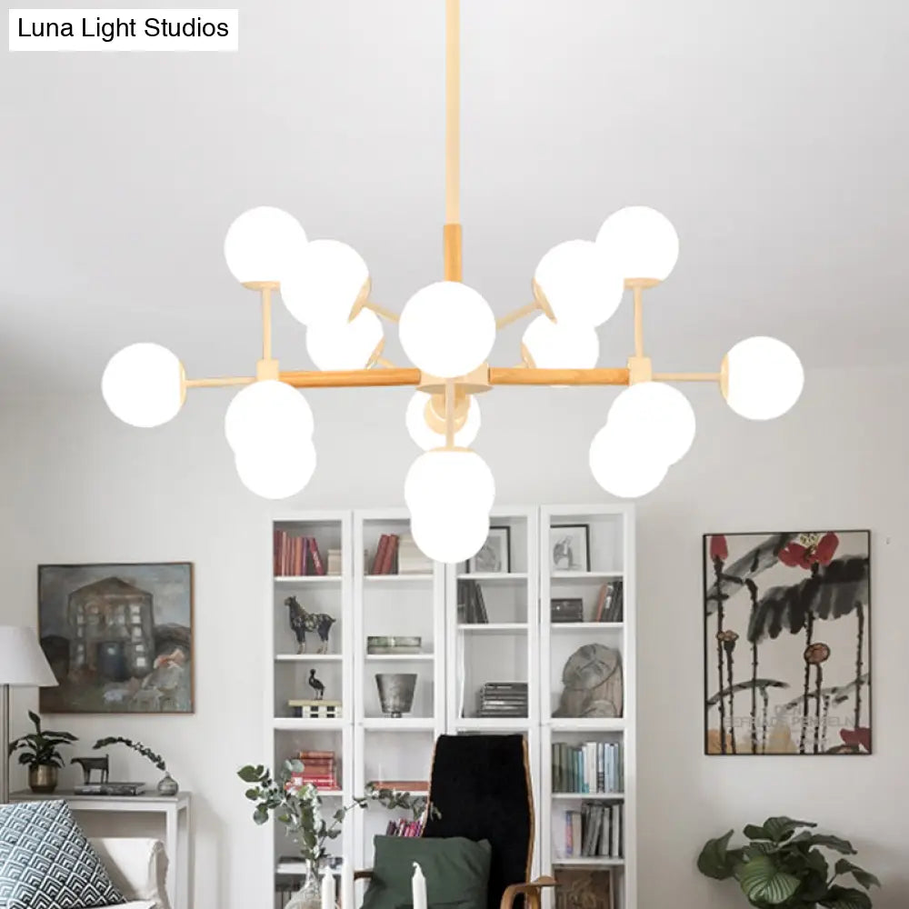 DecorBites™ Contemporary Globe Chandelier - White Glass, 9/12/16 Head Dining Room Hanging Light Kit