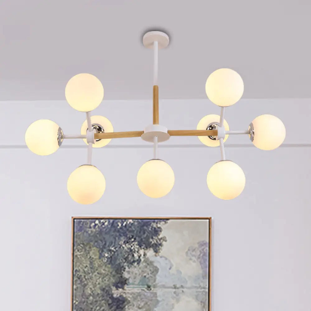 DecorBites™ Contemporary Globe Chandelier - White Glass, 9/12/16 Head Dining Room Hanging Light Kit