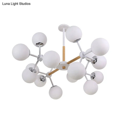 DecorBites™ Contemporary Globe Chandelier - White Glass, 9/12/16 Head Dining Room Hanging Light Kit