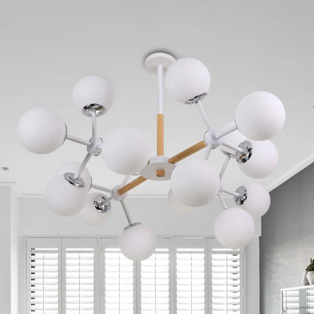 DecorBites™ Contemporary Globe Chandelier - White Glass, 9/12/16 Head Dining Room Hanging Light Kit
