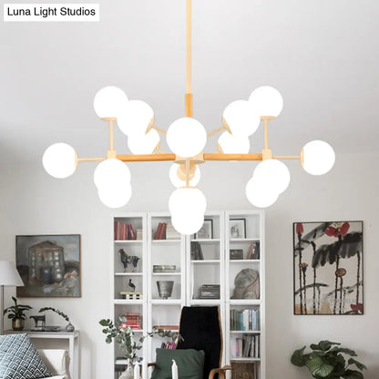 DecorBites™ Contemporary Globe Chandelier - White Glass, 9/12/16 Head Dining Room Hanging Light Kit