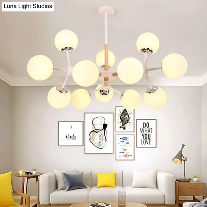 DecorBites™ Contemporary Globe Chandelier - White Glass, 9/12/16 Head Dining Room Hanging Light Kit