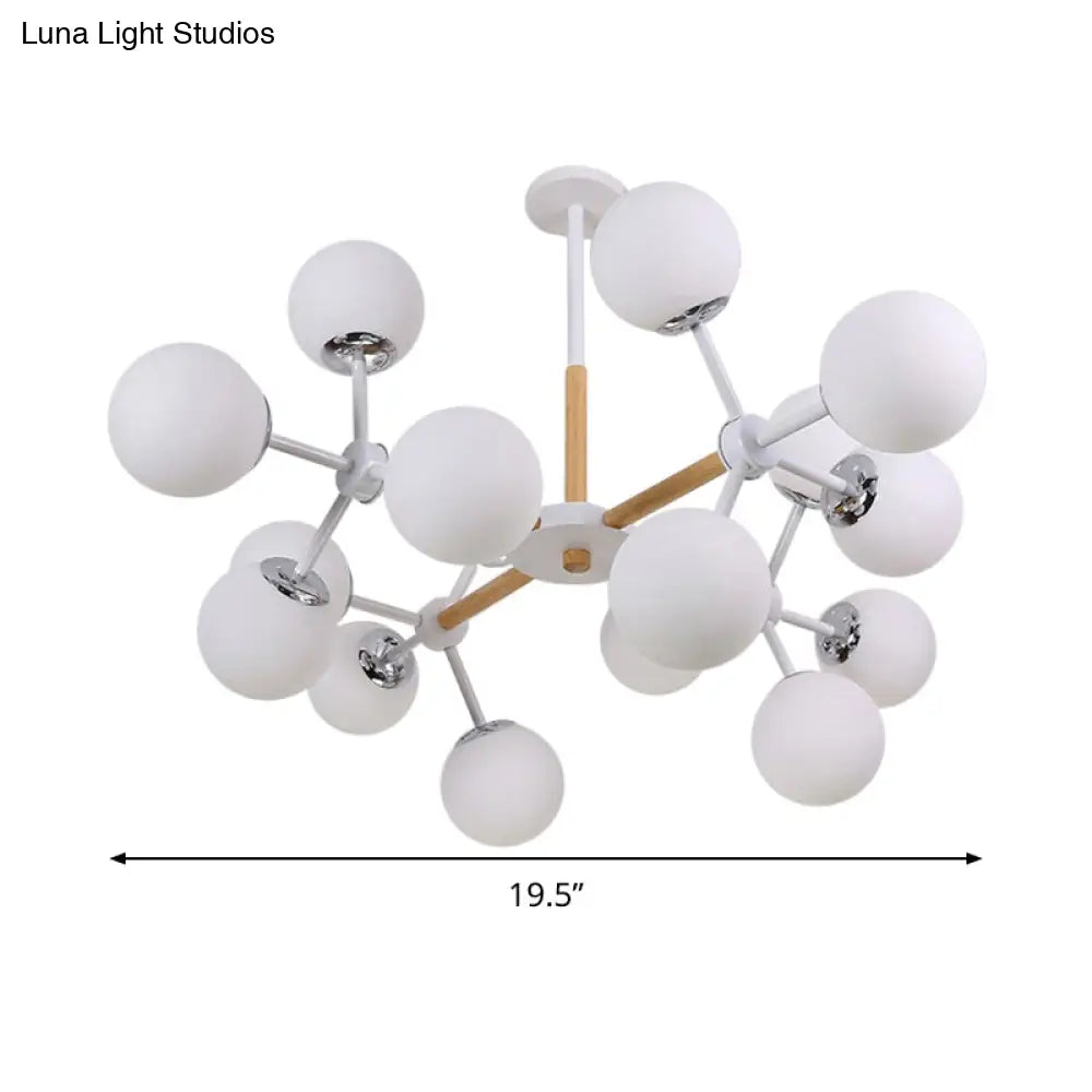 DecorBites™ Contemporary Globe Chandelier - White Glass, 9/12/16 Head Dining Room Hanging Light Kit