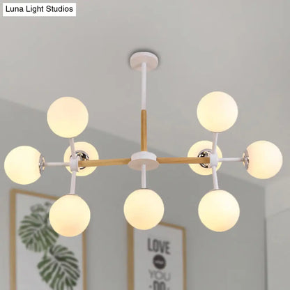 DecorBites™ Contemporary Globe Chandelier - White Glass, 9/12/16 Head Dining Room Hanging Light Kit