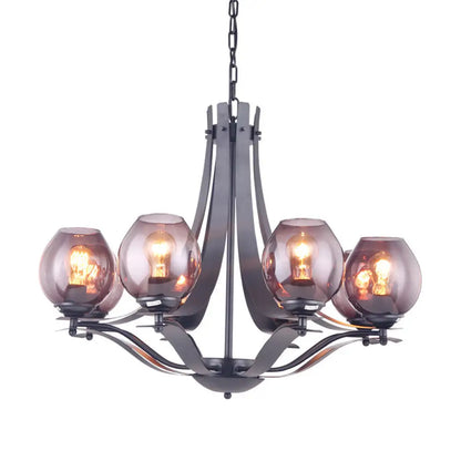 DecorBites™ Contemporary Globe Gray Glass Chandelier with 5/8 Lights - Black Suspension Pendant