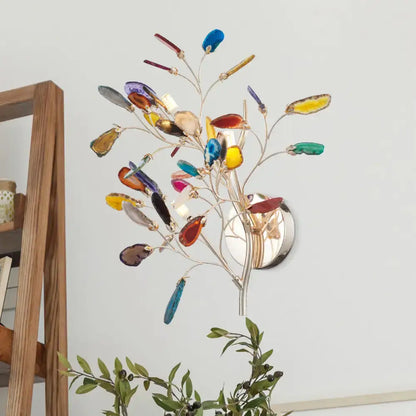 Contemporary gold agate leaf tree sconce living room 24 inches tall