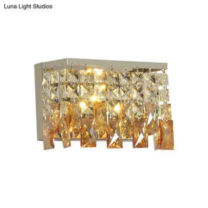 Contemporary gold amber led wall lamp corridor crystal sconce