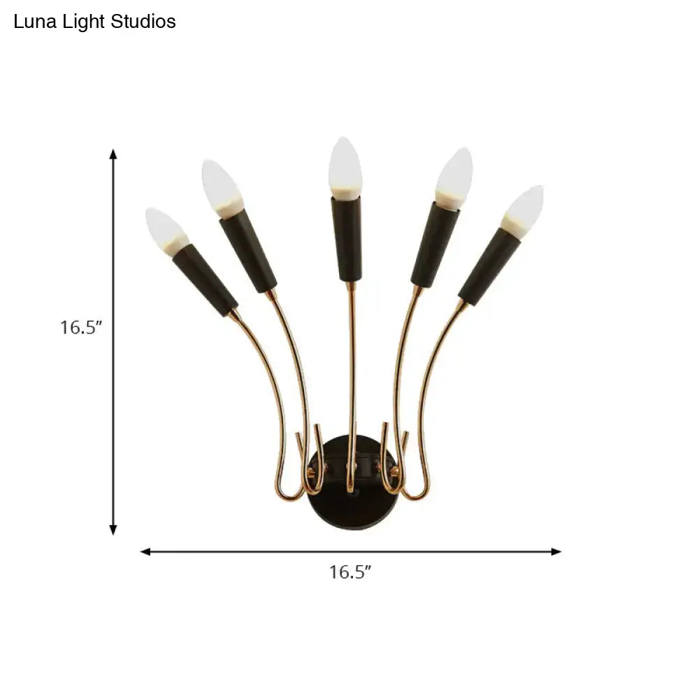 Contemporary gold and black metal sconce living room rocket lamp