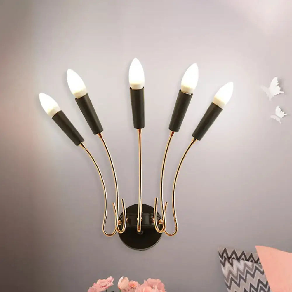 Contemporary gold and black metal sconce living room rocket lamp