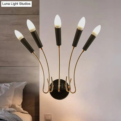 Contemporary gold and black metal sconce living room rocket lamp