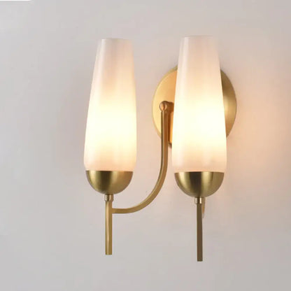 Contemporary gold and opal conical wall sconce bedroom light