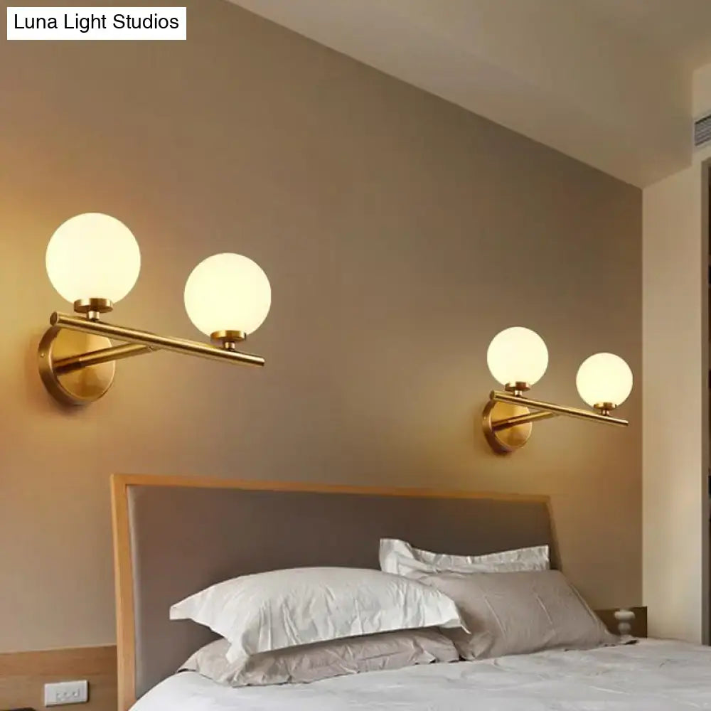 Contemporary gold and white glass wall light bedroom e12 fixture