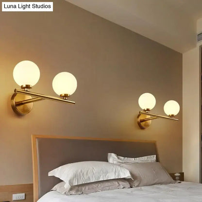 Contemporary gold and white glass wall light bedroom e12 fixture