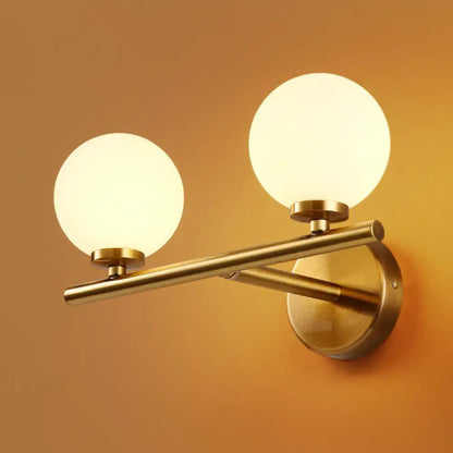 Contemporary gold and white glass wall light bedroom e12 fixture
